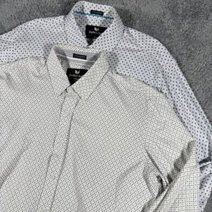 Lot of 2 Buttercloth Icy Cotton Geometric All Over Print Button Shirt Size L